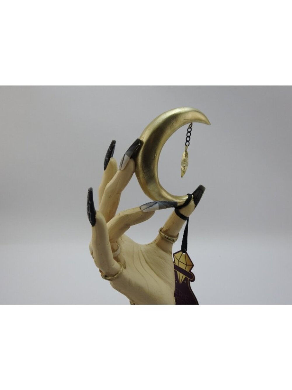 New Eerie Charm Witch Hand Crescent Moon Halloween Decor 10" Gothic Figure - Picture 8 of 9